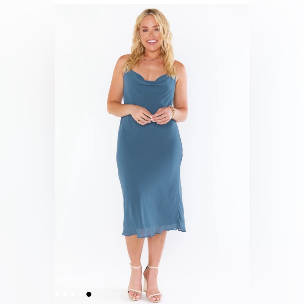 Show Me Your Mumu Verona Cowl Dress size Large Slate Blue